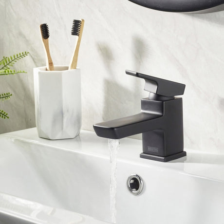 Bristan Cobalt Basin Mixer Tap with Clicker Waste - Black - COB BAS BLK