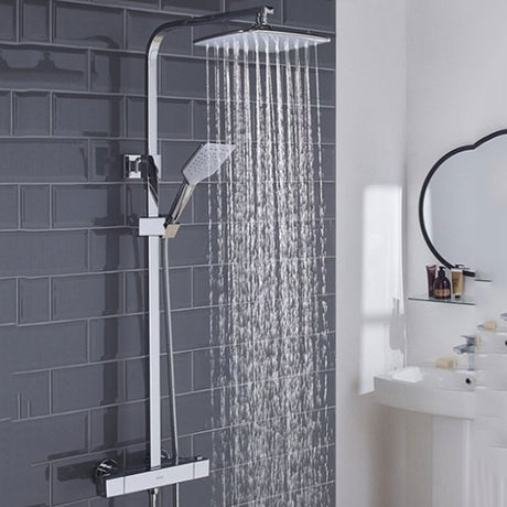 Bristan Craze Modern Thermostatic Bar Mixer Shower with Shower Rigid Riser Kit and Fixed Head - Chrome - CRZ2 SHXDIVCTFF C