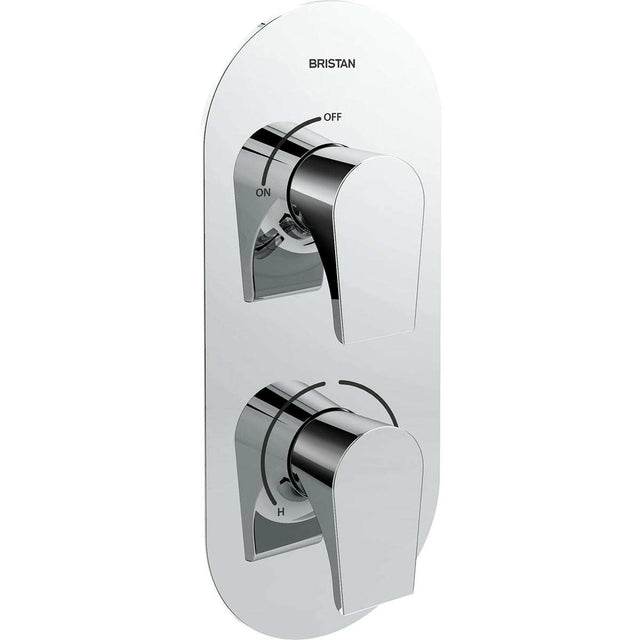 Bristan Designer Hourglass dual control thermostatic recessed shower valve in chrome with sleek brass finish and precise temperature control