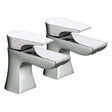 Pair of Bristan Hourglass modern chrome basin taps with sleek hourglass design and easy installation
