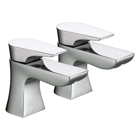 Pair of Bristan Hourglass modern chrome basin taps with sleek hourglass design and easy installation