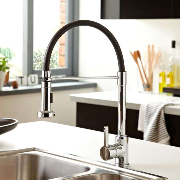 Bristan Liquorice Modern Mono Kitchen Sink Mixer Tap Pull-Down Spray - Chrome - LQR PROSNK C