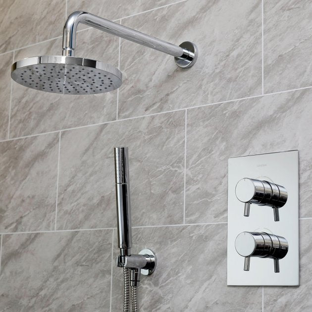 Bristan Prism Modern Shower Kit and Fixed Head Dual Concealed Mixer Shower - Chrome - PRISM SHWR PK4