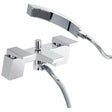 Bristan Sail Modern chrome pillar mounted bath shower mixer tap with sleek design and handheld showerhead