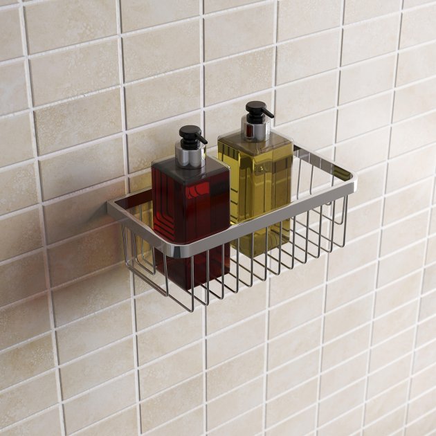 Bristan Modern Small Wall Fixed Wire Basket - Chrome - COMP BASK03 C
