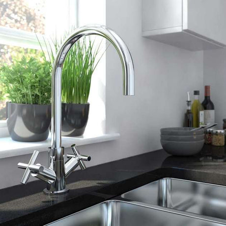 Bristan Tangerine Dual Handle EasyFit Mono Kitchen Sink Mixer - Chrome
