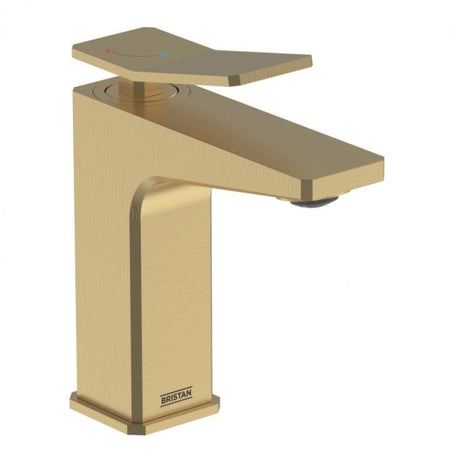 Bristan Tangram Eco Start Basin Mixer Tap with Clicker Waste - Brushed Brass - TAN ES BAS BB - TAP 'N' SHOWER