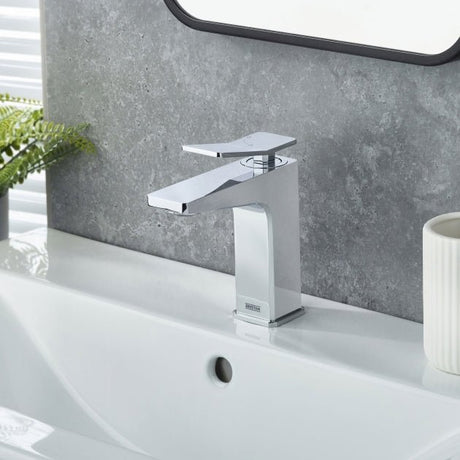 Bristan Tangram Eco Start Basin Mixer Tap with Clicker Waste - Chrome - TAN ES BAS C - TAP 'N' SHOWER