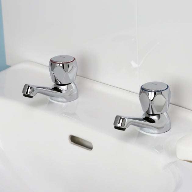 Bristan Value Club Modern Metal Heads Basin Taps - Chrome Plated - VAC