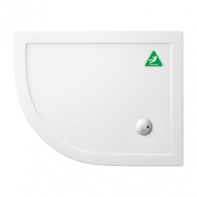 Britton Zamori Anti-Slip LH Offset Quadrant Shower Tray 1000mm x 800mm - White - Z1199A