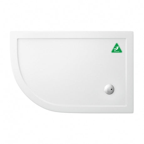 Britton Zamori Anti-Slip LH Offset Quadrant Shower Tray 1200mm x 800mm - White - Z1201A
