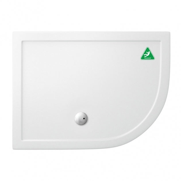 Britton Zamori Anti-Slip RH Offset Quadrant Shower Tray 1200mm x 900mm - White - Z1204A