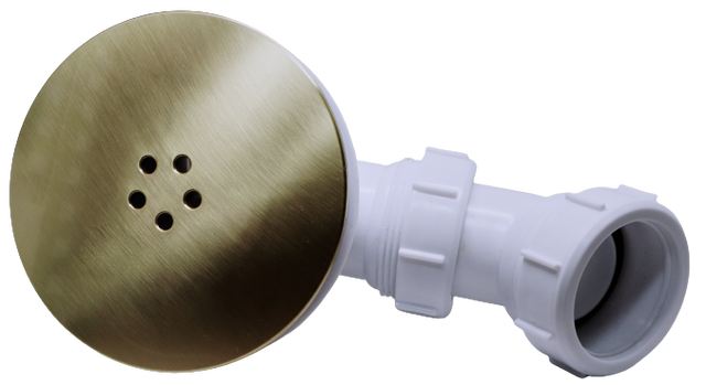 Brushed brass shower tray waste with 90mm high flow and removable cover for easy cleaning