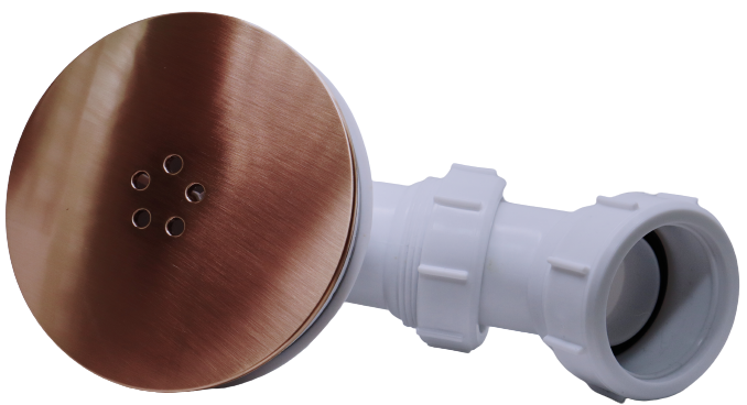 Brushed bronze shower tray waste with 90mm high flow fitting for UK shower trays.