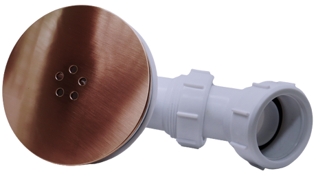 Brushed bronze shower tray waste with 90mm high flow fitting for UK shower trays.