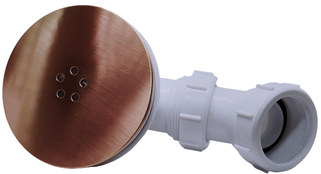 Brushed bronze shower tray waste with 90mm high flow fitting for UK shower trays.
