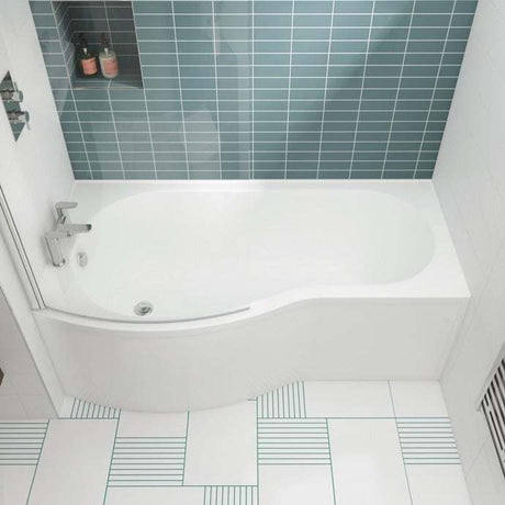 Nuie Shower Baths White Contemporary Left Hand Curved Bath 1500mm - WBB1585L