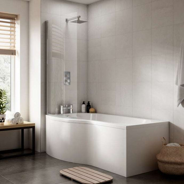 Nuie Shower Baths White Contemporary B Shaped Left Hand Bath Set (1700) - SBATH07