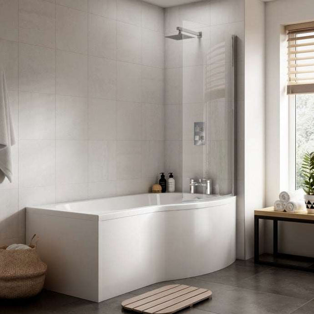 Nuie Shower Baths White Contemporary B Shaped Right Hand Bath Set (1500) - SBATH21