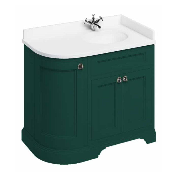 Burlington Right Hand Freestanding Curved Vanity Unit - Matt Green - FC3MG