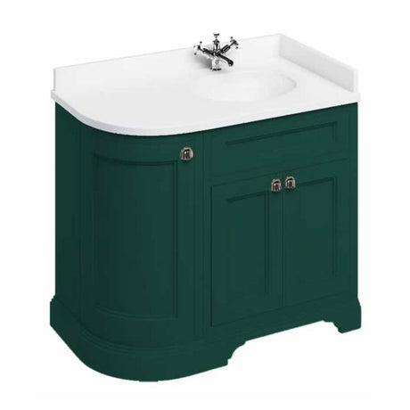 Burlington Right Hand Freestanding Curved Vanity Unit - Matt Green - FC3MG