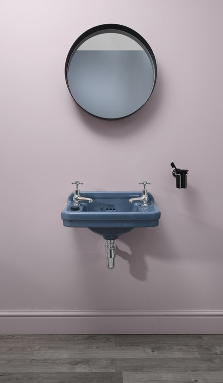Burlington Bespoke Alaska 2 Tapholes Edwardian Cloakroom Basin 512 x 310mm - Blue - B82THBLUE