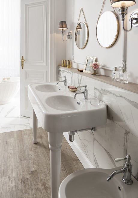 Burlington 2 Tapholes Arcade Double Basin 1215 x 560mm - White - ARC12002TH