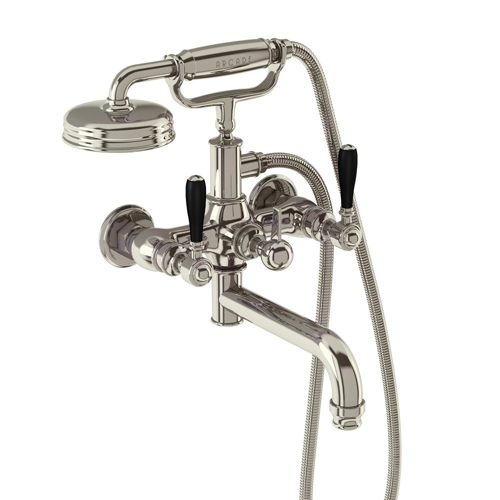 Burlington Arcade Wall Mounted Bath Shower Mixer 2 Tapholes Nickel (Tap Handwheels NOT Included) - ARC2019NKL