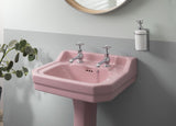 Burlington Bespoke Confetti 2 Tapholes Edwardian Cloakroom Pedestal Basin 512mm - Pink - B82THPINK