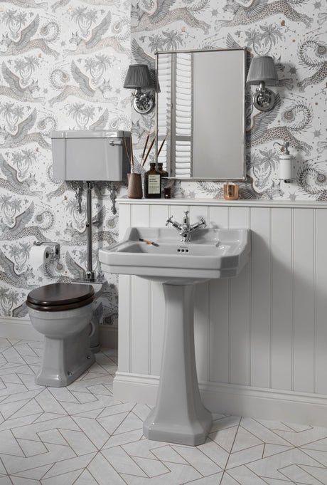 Burlington Bespoke 2 Tapholes Edwardian Pedestal Basin 560 x 470mm- Moon Grey - B42THGREY