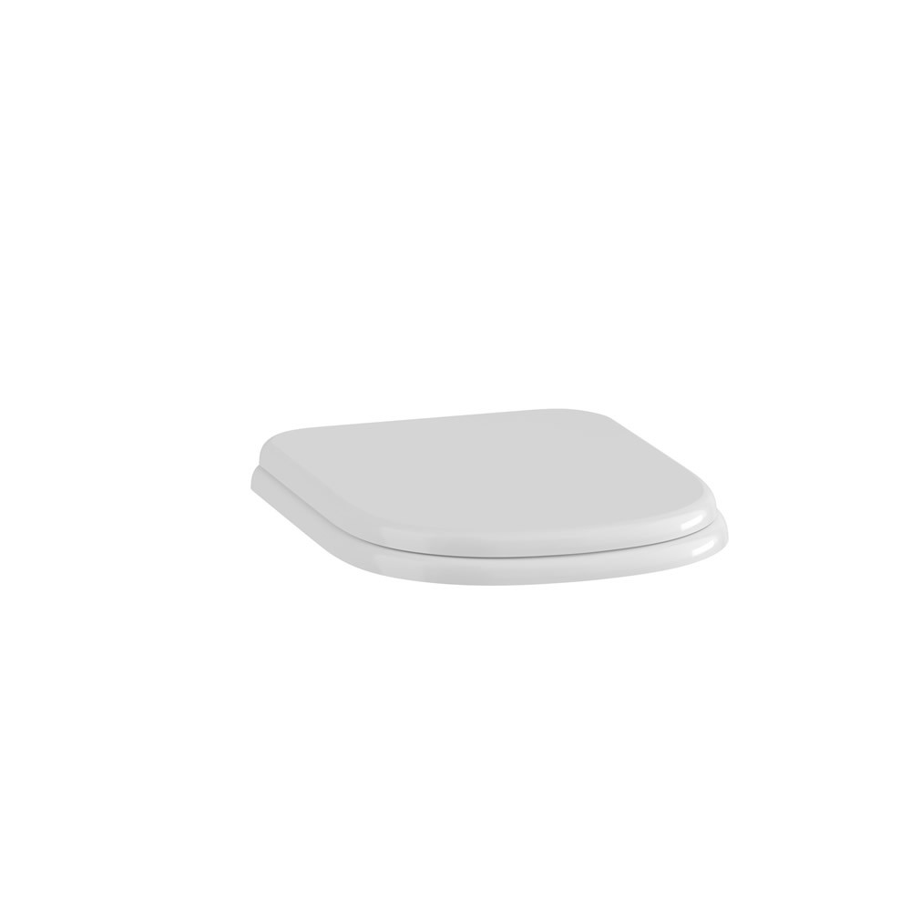 Burlington Riviera Soft Close white WC seat with chrome hinges for quiet and durable bathroom upgrade