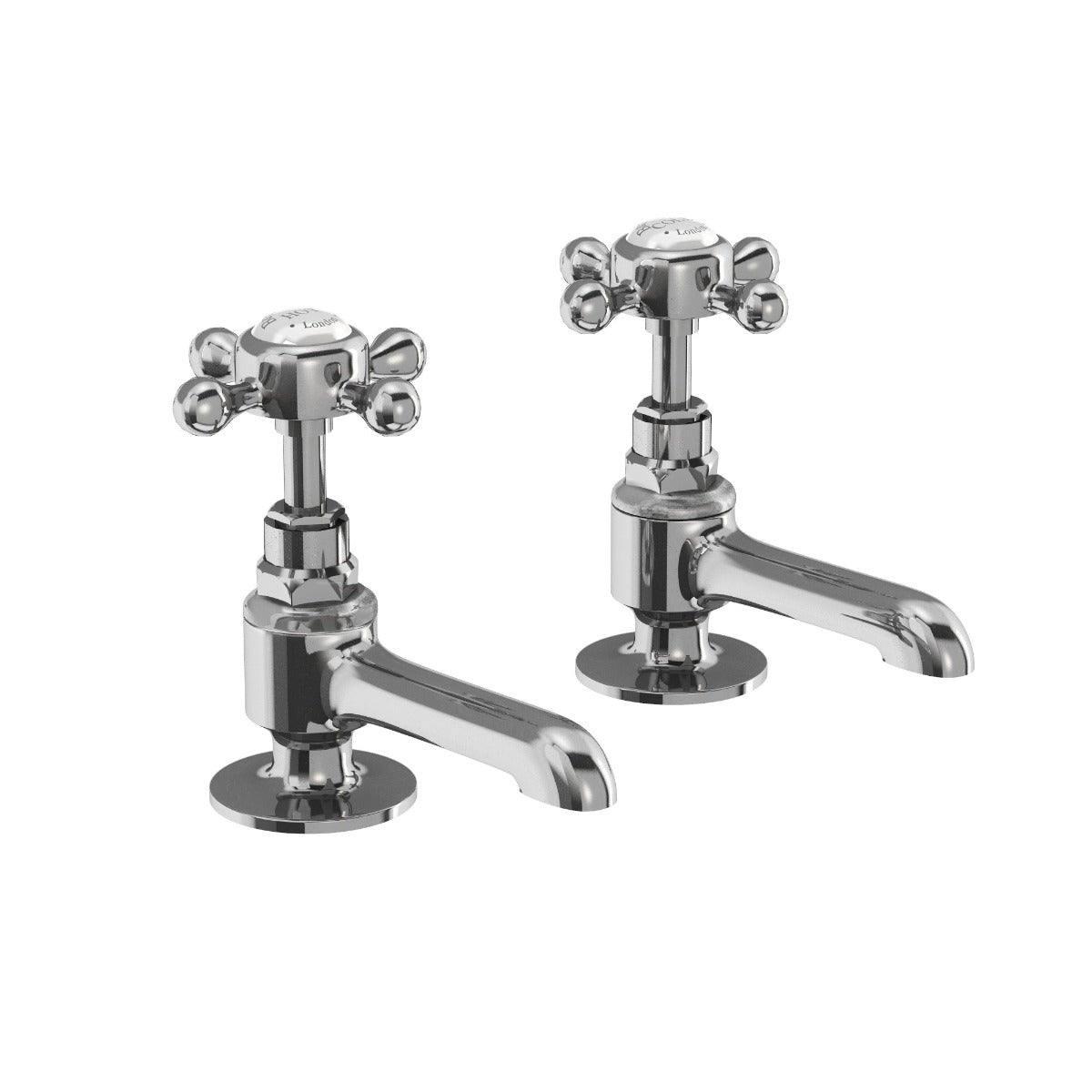Burlington tafford 2 Tapholes Quarter Turn Long Nose Basin Pillar Taps - Chrome - STA12QT