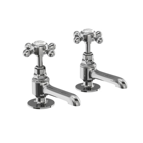 Burlington tafford 2 Tapholes Quarter Turn Long Nose Basin Pillar Taps - Chrome - STA12QT