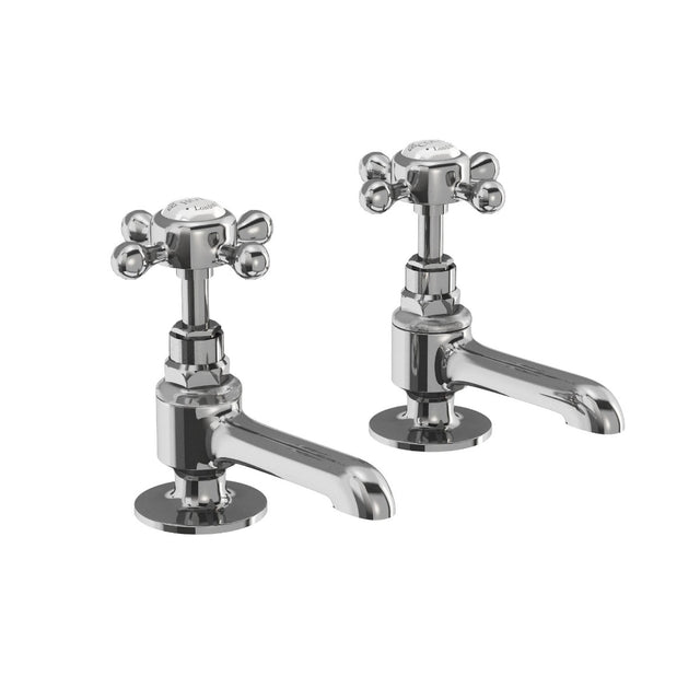 Burlington tafford 2 Tapholes Quarter Turn Long Nose Basin Pillar Taps - Chrome - STA12QT