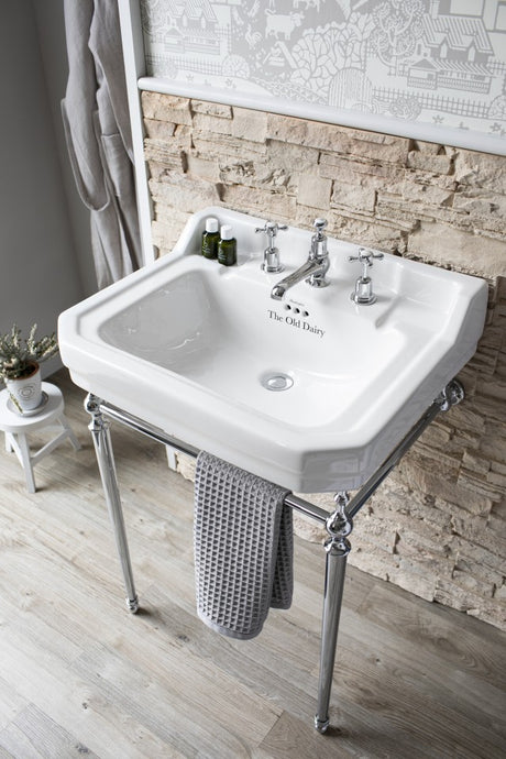 Burlington Edwardian 2 Tapholes Pedestal Basin 560 x 470mm - White - B42THTRA