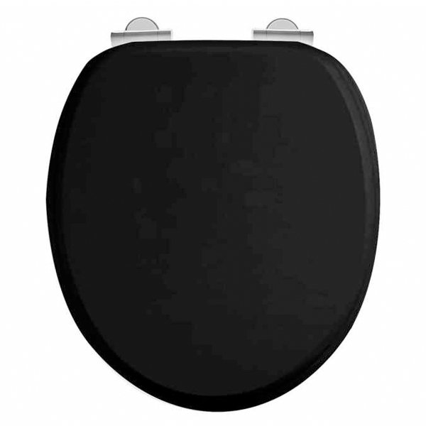 Burlington Standard Matt Black Moulded Wood Toilet Seat Soft Close Hinges - S48