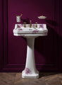 Burlington Bespoke Botanical 1 Taphole Edwardian Pedestal Basin 560 x 470mm - Pink - B41THBOTA