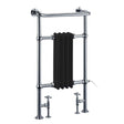 Burlington Bloomsbury 950mm high black radiator towel rail with chrome frame and dual heating valves