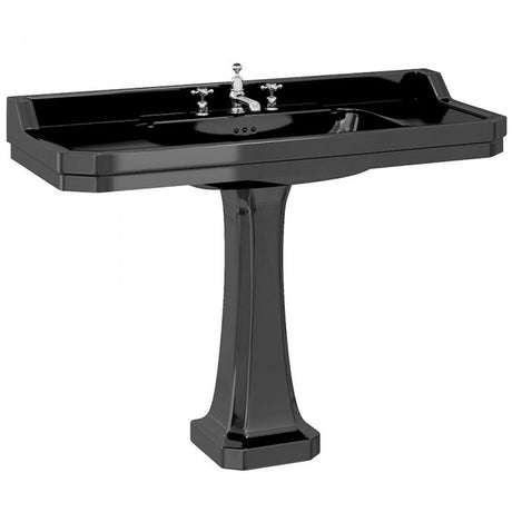 Burlington Edwardian 3 Tapholes Pedestal Basin 1210mm - Jet Black - B193THJET