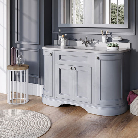 Burlington Matt White Freestanding Curved 4 Door Vanity Unit ONLY 1340mm - FC1W
