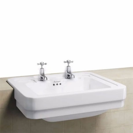 Burlington Semi Recessed White 2 Tap Hole Basin 58cm - B122TH