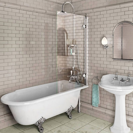 Burlington Arundel/Hampton Polished Aluminium Bath Screen 850 x 1450mm - C9
