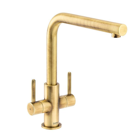 Carron Phoenix Rosolina L Spout Two Lever Kitchen Mixer Tap - Brass - 115.0689.773