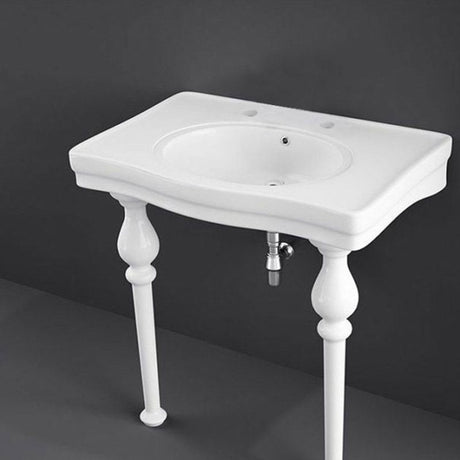 Rak Console Alexandra Basin 2 Tap Holes 850mm - White - CONSMAL2