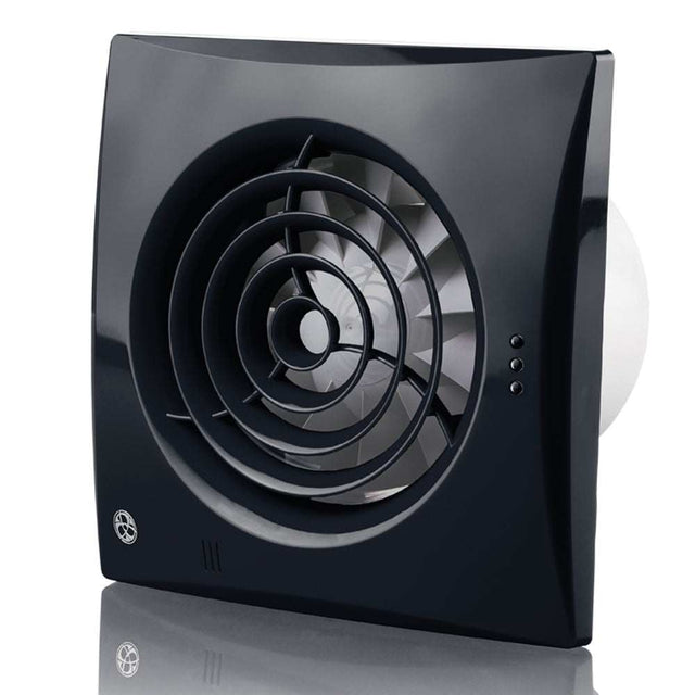 Black 150mm low noise energy efficient kitchen extractor fan with pull cord and modern design