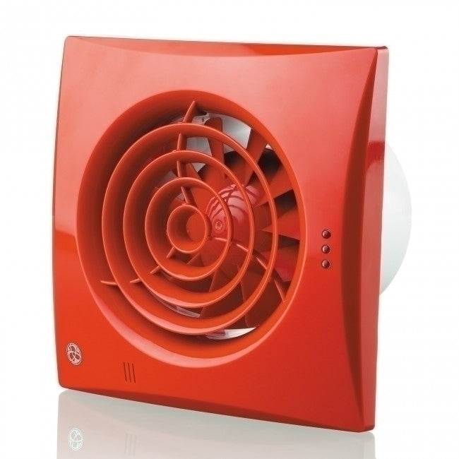 4 inch 100mm red Blauberg Calm low noise energy efficient bathroom extractor fan with pull cord and timer