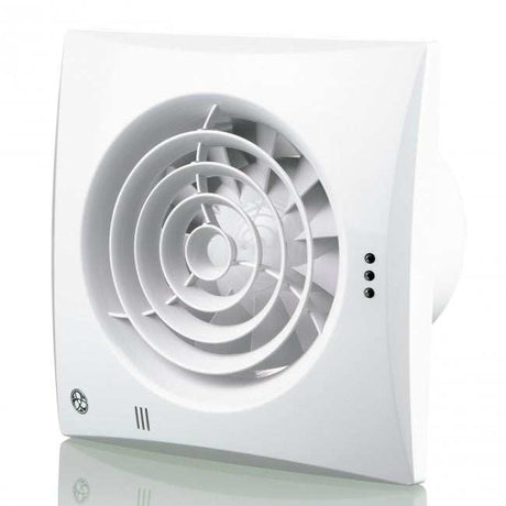 4" 100mm Blauberg Calm low noise white bathroom extractor fan with timer and energy-efficient design