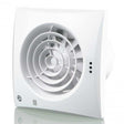 Low noise energy efficient white kitchen extractor fan with pull cord and circular grille design