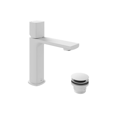 Vado Cameo Leverless Mono Basin Mixer Tap And Universal Basin Waste - Matt White - CAM-100/CC-MW