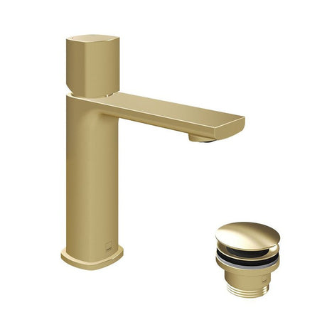 Vado Cameo Leverless Mono Basin Mixer For Low Pressure System And Universal Basin Waste - Satin Brass - CAM - 100/CC - LP - SBR - TAP 'N' SHOWER